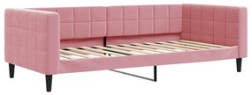 Sofá-cama com colchão 90x200 cm veludo rosa