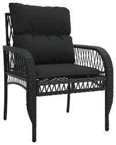4 pcs conjunto de sofás para jardim c/ almofadões vime PE preto