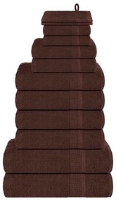 vidaXL 12pcs Conjunto toalhas banho 360 gsm 100% algodão castanho