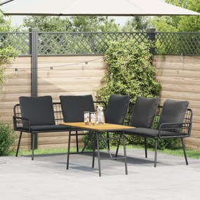 vidaXL Conjunto de Sofá de Jardim de 2 peças com Almofadas Preto Rattan Sintético