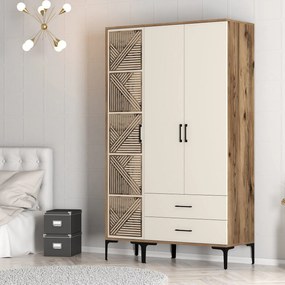 Roupeiro Kumsal PT – Nogueira e Creme – 120x47,5x201,4 cm