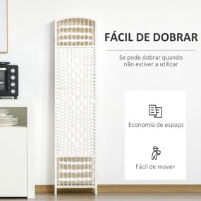 Biombo de 6 Paineis Separador de Ambientes Dobrável 242x170cm Divisória de Habitações de Fibra de Papel Decoração Elegante para Dormitório Sala de Est