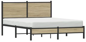 Estrutura de cama sem colchão 150x200cm metal carvalho sonoma