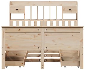 Cama com estante sem colchão 140x190 cm pinho maciço