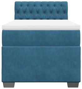 Cama boxspring com colchão 90x190 cm veludo azul