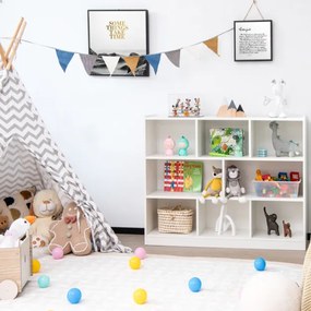 Estante aberta de 3 camadas, 8 cubos, prateleira de armazenamento, expositor 122 x 32 x 93 cm branco