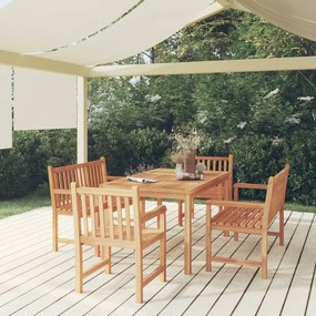 vidaXL 5 pcs conjunto de jantar p/ jardim madeira de teca maciça