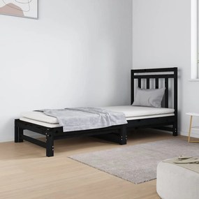 3124761 vidaXL Estrutura sofá-cama de puxar 2x(90x190) cm pinho maciço preto