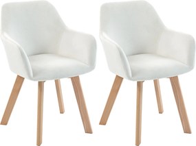 HOMCOM Conjunto de 2 Cadeiras de Jantar Modernas Estofadas em Veludo com Pernas de Madeira para Sala de Estar 54x57x80 cm Creme | Aosom Portugal