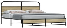 vidaXL Estrutura de cama sem colchão 183x213cm metal carvalho sonoma