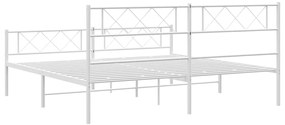 Estrutura de cama com cabeceira e pés 193x203 cm metal branco