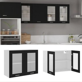 802530 vidaXL Armário de parede c/ vidro 80x31x60 cm contraplacado preto
