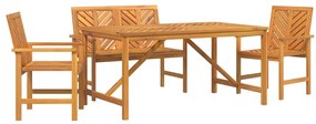 Conjunto de Jantar de 4 Peças Madeira Sólida de Acácia