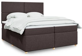 vidaXL Cama com molas/colchão 200x200 cm tecido castanho-escuro