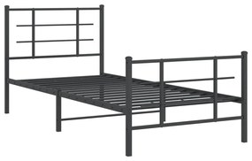 Estrutura de cama com cabeceira e pés 90x190 cm metal preto