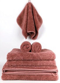 740 gr./m2 Algodão penteado - Jogo 3 toalhas de banho: Brick