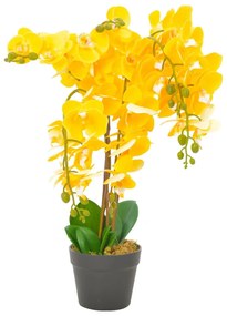 vidaXL Planta orquídea artificial com vaso 60 cm amarelo