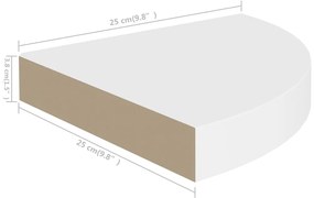 Prateleira de canto suspensa 25x25x3,8 cm MDF branco
