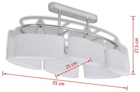 Lâmpada de teto com vidro de sombras em forma oval para 6 E14 Bulbos