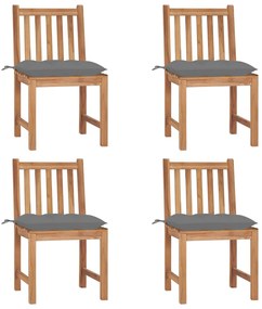 Cadeiras de jardim c/ almofadões 4 pcs madeira de teca maciça