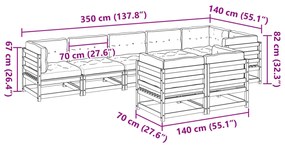 8 pcs conj. sofás jardim c/ almofadões madeira pinho impregnada