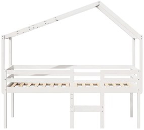 Cama alta com telhado 90x190 cm pinho maciço branco