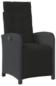 5 pcs conjunto de jantar p/ jardim c/ almofadões vime PE preto