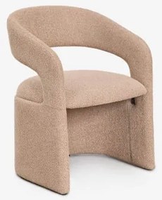 Pacote De 4 Cadeiras De Jantar Estofadas Jules Com Braços Chenille Grossa Castanho Latte - Sklum
