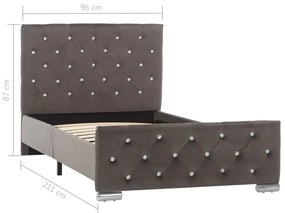 Estrutura de cama 90x200 cm veludo cinzento