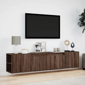 Móvel parede p/ TV c/ luzes LED 180x31x39,5cm carvalho castanho