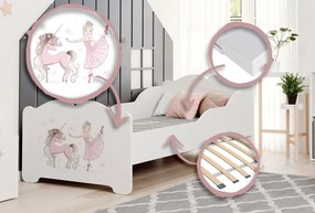 Cama infantil ANNA branca 160x80 - princesa e unicórnio - colchão e estrado incluído