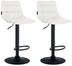 Conjunto de 2 bancos altos Jerry em couro sintético com estrutura preta 87-108,5 x 43 x 46,5 cm Branco