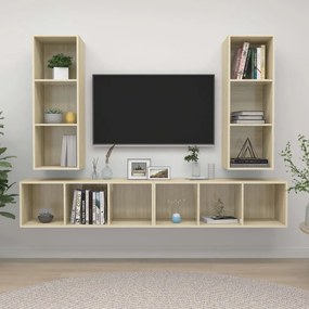 vidaXL Armários de parede p/ TV 4pcs derivados madeira carvalho sonoma