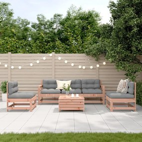 6 pcs conj. lounge jardim c/ almofadões madeira douglas maciça