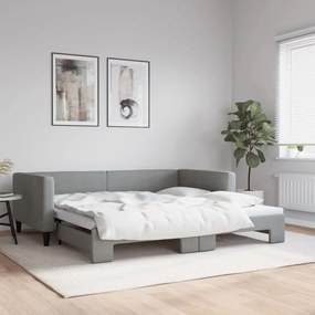 vidaXL Sofá-cama com gavetão 100x200 cm tecido cinzento-claro