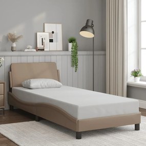 vidaXL Estrutura de cama Dover couro artif. 90x190 cm cappuccino