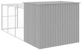 Casota cães c/ parque 214x457x181 cm aço galvaniz. cinza-claro