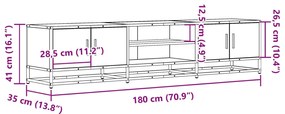 Móvel de TV 180x35x41 cm derivados de madeira cinzento sonoma