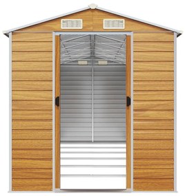 Abrigo de jardim 191x555x198 cm aço galvanizado castanho-claro