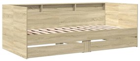 Sofá-cama com gavetas sem colchão 100x200 cm carvalho sonoma
