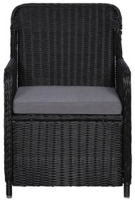 5 pcs conjunto de jantar para jardim preto