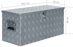 Caixa de alumínio 90,5x35x40 cm prateado