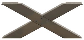 Pés para mesa de centro em formato de X, 2 peças, aço natural, 70x(30-