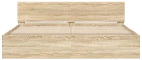Estrutura de cama com cabeceira 160x200 cm carvalho sonoma