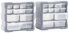 Caixas organizadoras com 12 gavetas 2 pcs 26,5x16x26 cm