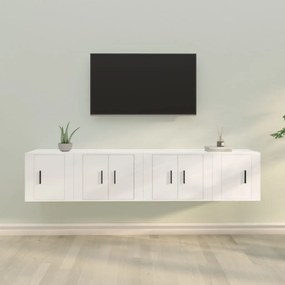 Conjunto móveis de TV 4 pcs madeira processada branco