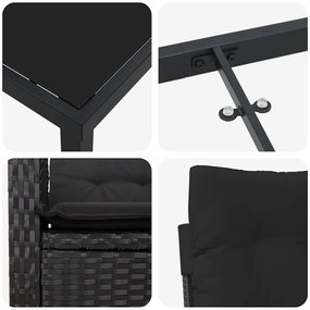 Conjunto de Jantar para Jardim com 7 Peças e Almofadas - Preto em Ratt