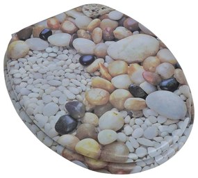Assentos de sanita com tampas 2 pcs MDF seixos