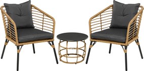 Outsunny Conjunto Bistrô 3 Peças, resistente às intempéries, 1 Mesa de Apoio, 2 Cadeiras, 62 cm x 65 cm x 78 cm, Areia+Cinza Escuro | Aosom Portugal