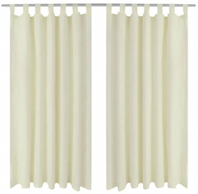 Cortinas de cetim com presilhas, 2 pcs, 140 x 245 cm, creme